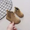 Botas Infantis Camurça Couro de Vaca Botas de Cano Alto para Meninos Outono Botas Curtas com Solado Macio Botas de Couro para Meninas