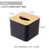 Caja de Pañuelos Redonda de Tirador Lateral con Tapa de Bambú, Caja de Pañuelos para Escritorio, Portarrollos de Papel para Sala de Estar del Hogar, Caja de Almacenamiento de Pañuelos para Restaurante