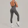 Body de Yoga Autumn Sand Cepillado Talla Grande Espalda Abierta Ajustado Ropa Deportiva para Correr y Fitness Body Deportivo Mujer 7919