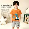 Traje de Algodón Puro de Manga Corta para Niños Verano Niños Estampado de Dibujos Animados Ropa de Casa Conjunto de Dos Piezas Transpirable y Cómodo Pijamas para Bebé