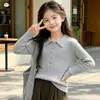 Suéter para niña 2026 nuevo estilo de otoño, talla mediana y grande, suéter de punto con cuello, capa base ajustada, top de manga larga, camisa polo