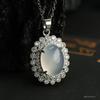 Pingente de Ágata Branca de Gelo Guan Yu Colar de Cristal Lua Branca Joias Femininas Fábrica Atacado Dropshipping S4050203