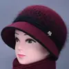 Chapéu de tricô de inverno para mulheres de meia-idade e idosas, com aba larga para proteção contra o vento e aquecimento, adequado para avós e mulheres mais velhas