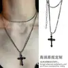 Colar de metal com cruz vintage desgastado estilo nacional Boêmio pingente de anel longo corrente de suéter versátil moda
