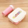 Lancheira de plástico de grau alimentício com tampa flip-top e divisórias, conjunto de lancheira e copo d'água para estudantes, lancheira de frutas para trabalhadores de escritório para levar
