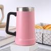 Taza de acero inoxidable 304 de gran capacidad con asa, taza de cerveza de oficina de doble capa, taza térmica portátil simple, venta al por mayor