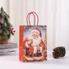 Saco de Embalagem para Presente de Festa Saco de Presente do Papai Noel Saco de Papel Kraft Sacola de Compras Estampada Sacola Dobrável de Armazenamento no Atacado