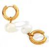 Aretes de Anillo Retro Europeo y Americano con Colgante de Perla para Mujer, Lujo Ligero, Alto Sentido del Diseño, Moda, Elegantes