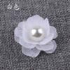 Broche de flor de tecido de renda multicamadas material da Coreia do Sul acessórios de cabelo feitos à mão flor em formato 4cm com pérola acessórios DIY para capa de celular