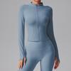 Caijue Jaqueta Esportiva Transfronteiriça Feminina Manga Longa Roupa de Yoga Gola Alta Zíper Alta Elasticidade Slim Fit Jaqueta de Corrida Yoga