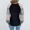 El Top de Punto Más Vendido de Amazon Otoño 2024 Transfronterizo para Mujer con Cuello Redondo Waffle y Parte Inferior Estampada de Leopardo