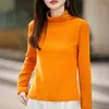 2025 Nuevo de Principios de Otoño Punto de Doble Cara con Cuello de Pana de Terciopelo Suéter de Manga Larga para Mujer Color Sólido Suéter Holgado Camisa Base Superior