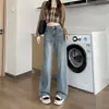 Jeans de pierna recta para mujer, estilo fino de verano, nueva colección 2026, diseño de pierna ancha adelgazante, modernos y a la moda, pantalones de largo hasta el suelo