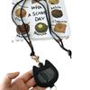 Amor Cuero Cabeza de Gato Bolsa Pequeña Monedero Llave Collar Colgantes Adornos Femenino Nicho Diseño Único Accesorios Cadena Lana