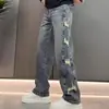 Jeans Retro Americanos para Hombre, Nueva Marca de Moda 2026, Pantalones Anchos Versátiles Casuales Rectos Sueltos Desgastados