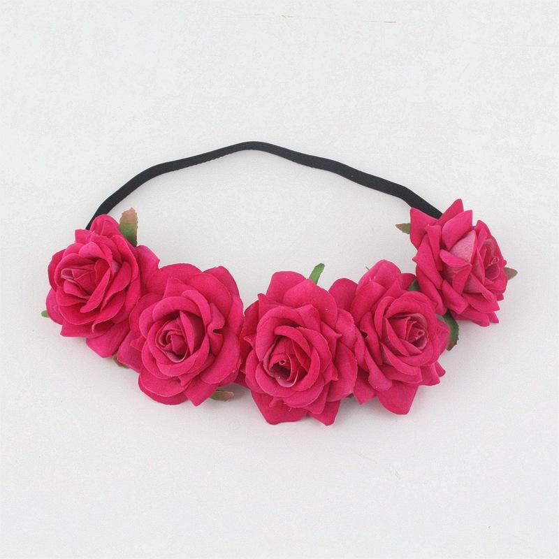 5朵卷边绒布黑色弹力发带10