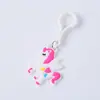 Llavero de unicornio de dibujos animados de Amazon, colgante de caballo arcoíris de goma suave de PVC, joyería, pequeño regalo, juguete en stock
