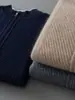 Cardigan de lã grossa 100% cor contrastante masculino gola semi-alta zíper jaqueta de tricô outono e inverno suéter jacquard de manga comprida