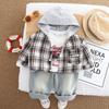 Conjunto de Roupa da Moda Outono para Meninos 2025 Novo Conjunto Elegante de Três Peças para Meninos Venda por Atacado da Fábrica de Origem