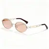 Óculos de Armação Oval Cat-Eye, Modernos e Personalizados, Óculos de Sol Anti-UV, Óculos de Sol de Metal Transfronteiriços Europeus e Americanos Uv400