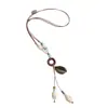 Hou Ye Fu Shu Estilo Étnico Hebilla de Paz Colgante Collar con Borla para Mujer, Cadena Larga Ajustable Estilo Antiguo para Suéter