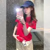 Conjunto Casual Relajado de Manga Corta Rojo Dopamina para Mujer Verano 2026 Nuevo Artículo Caliente Marca Americana de Nicho de Moda