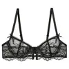 Lencería de encaje de deseo puro estilo europeo y americano para mujer, hace que los pechos grandes parezcan más pequeños, malla transparente copa fina, conjunto de lencería sexy con tiras cruzadas