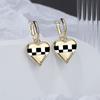 Estilo coreano nueva moda simple elegante Cuadros encantador hebilla de oreja gota de aceite tablero de ajedrez Cuadros pendientes pendientes pendientes