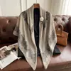 Nuevo Pañuelo de Seda para Primavera y Verano, Estilo Delgado, Bufanda Cuadrada Grande de 130 cm, Pañuelo Decorativo Estampado de Alta Gama, Chal Versátil