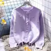 Cardigan de punto estilo coreano otoño e invierno Nuevo con cuentas estilo occidental que reduce la edad diseño con sentido de la moda suéter de flor pequeña tridimensional abrigo de mujer