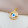 [Ouro Real de Cobre] Olho Gigante Redondo Azul Moda Comércio Exterior Transfronteiriço DIY Joias Cobre Zircônio Micro-Incustado Acessórios de Pingente