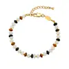 Diseño de Nicho de Moda Collar de Cuentas de Ojo de Tigre Natural Ónice Negro Cadena de Clavícula Vintage de Lujo Ligero