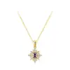 Collar de Plata de Ley S925 Estilo Retro Francés Copo de Nieve Esmeralda Femenino Lujo Accesible Collar de Cristal Morado de Gama Alta para Mujeres