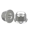 Tuerca de Seguridad con Brida de Aleación de Aluminio Plateado, Hexagonal Exterior, Tapa de Tornillo Engrosada Antiaflojamiento M2M2.5M3M4M5M6M8