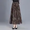 Nuevo Otoño 2026 Falda de Malla Reversible de Media Longitud Cintura Alta Elástica Falda de Línea A de Longitud Media Versátil Adelgazante Falda Acampanada
