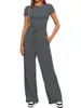 2026 Comércio Exterior Europeu e Americano Transfronteiriço Primavera e Verão Calça de Pierna Larga para o Dia a Dia Feminina Manga Longa Cor Sólida Conjunto Casual Novo Estilo 2026
