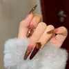 Venta Caliente en Douyin Uñas Portables Largas Francesas Arte de Uñas Hecho a Mano Uñas Puntiagudas Deseo Puro Producto Terminado de Gama Alta Transfronterizo Ojo de Gato Almendra