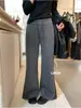 Pantalones Casuales de Pierna Ancha con Cordón, Estilo Coreano, Sencillos, Versátiles, Adelgazantes, Antienvejecimiento, Elegantes, Color Verde Limón, Té Verde, Otoño 2026, para Mujer
