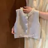 Conjunto de Primavera 2026 para Niñas Nuevo Elegante Chaleco de Punto Infantil, Camiseta Básica y Pantalones de Mezclilla Conjunto de Tres Piezas para Bebés Niñas