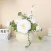 Flores Artificiais Transfronteiriças, Ornamentos de Flores para Decoração de Sala de Estar, Buquês Secos para Interior, Vasos de Cerâmica, Flores de Seda, Pequenas Plantas em Vasos, Decorações de Mesa, Plantas Verdes