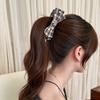 Pinza de Plátano con Lazo Estampado de Leopardo Retro Pasador para el Cabello Pinza Vertical para Mujer en la Parte Posterior de la Cabeza Pasador de Gama Alta Accesorios para el Cabello de Otoño e Invierno