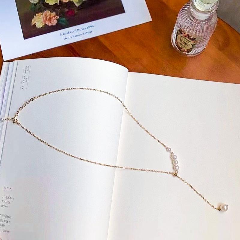 天然大小淡水珍珠锁骨链女简约可调节Y字项链女小众