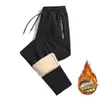 Directo del fabricante: pantalones casuales de forro polar para hombre, pantalones de invierno para papás, corte holgado, pantalones deportivos de talla grande para hombres de mediana edad y mayores