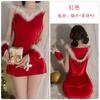 Ruoruo lencería sexy terciopelo sexy cuello en V con capucha vestido de Navidad falda cadera caliente traje uniforme de mujer 199023