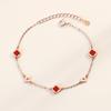 Pulsera de Trébol de Cuatro Hojas de Plata Esterlina Pulsera de Ágata para Niñas, Pulsera de Alta Gama para Mujer Estilo Coreano, Pulsera de Estilo Simple para Novia