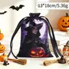 Bolsa de Regalo con Cordón de Halloween Bolsa de Almacenamiento para Joyería, Snacks, Dulces Bolsa de Cordón de Satén de Imitación