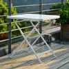 Juego de Mesa y Sillas de Madera para Cafetería, Mesa Plegable de Plástico y Madera para Café, Té de Leche y Cafetería, Silla Plegable de Camping Estilo Americano para Exteriores