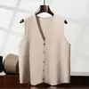 Colete masculino de cashmere com decote V, sem mangas, elegante e simples, cor sólida, adequado para usar em camadas, novo modelo de outono e inverno