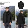 Chaqueta 3 en 1 estilo Luotuo para hombre y mujer, cintura ajustable, corte ajustado, resistente al viento para exteriores, impermeable, cálida, ropa para viajes y montañismo