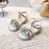 Sandalias Abiertas para Niñas 2026 Verano Nuevas Zapatos de Playa para Niños Suela Suave Lentejuelas Dibujos Animados Lindas Sandalias de Princesa